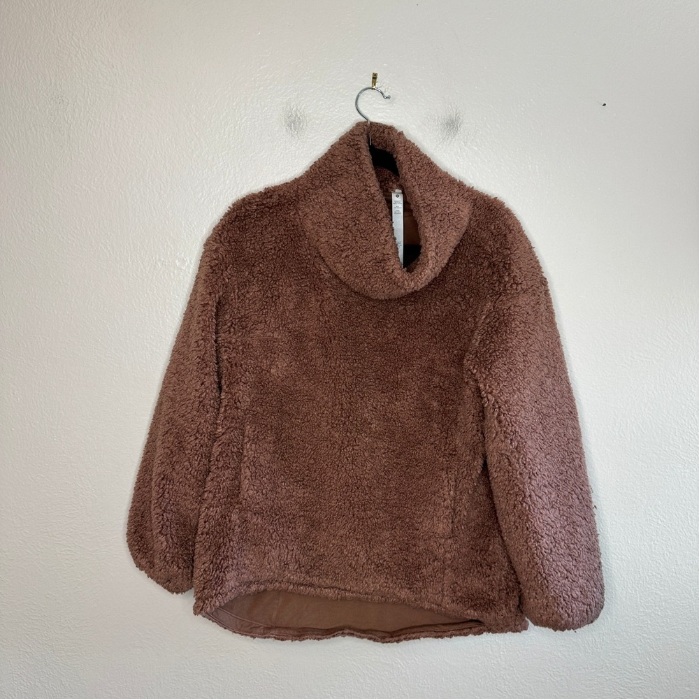 Lululemon Warmth Restore Long Pullover Smoky Topaz Sherpa Funnel Neck Size 6 - Picture 4 of 10